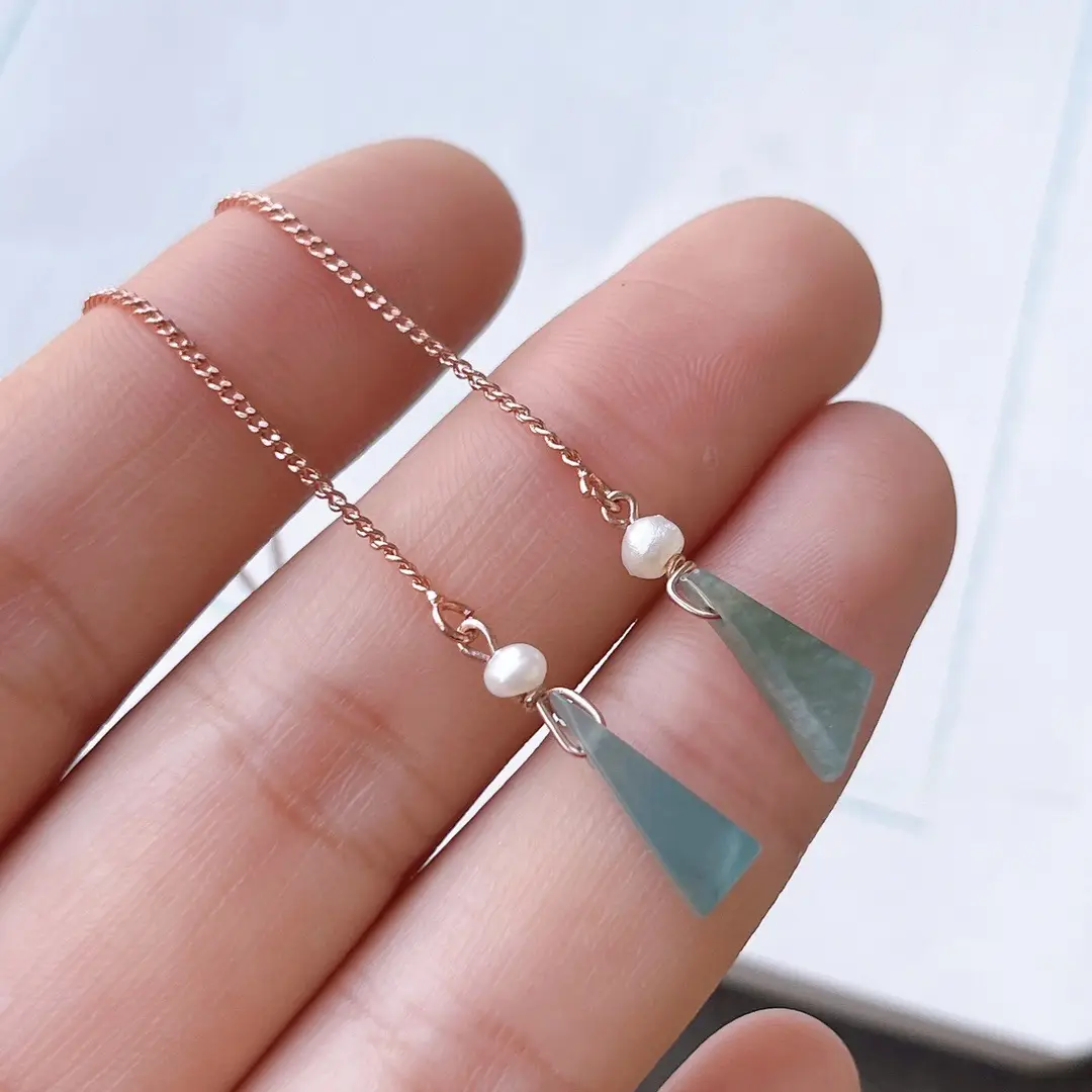Ice Blue Jadeite Water Earrings with Pearls 14K Gold — feature 23
