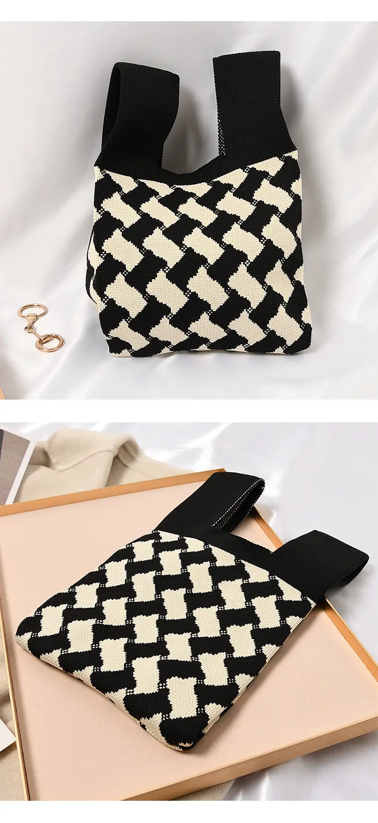 Women's Knitted Polka Dot Vest Bag Large Capacity — feature 11