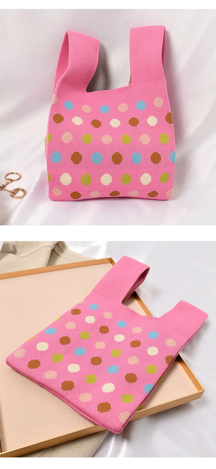Women's Knitted Polka Dot Vest Bag Large Capacity — feature 13