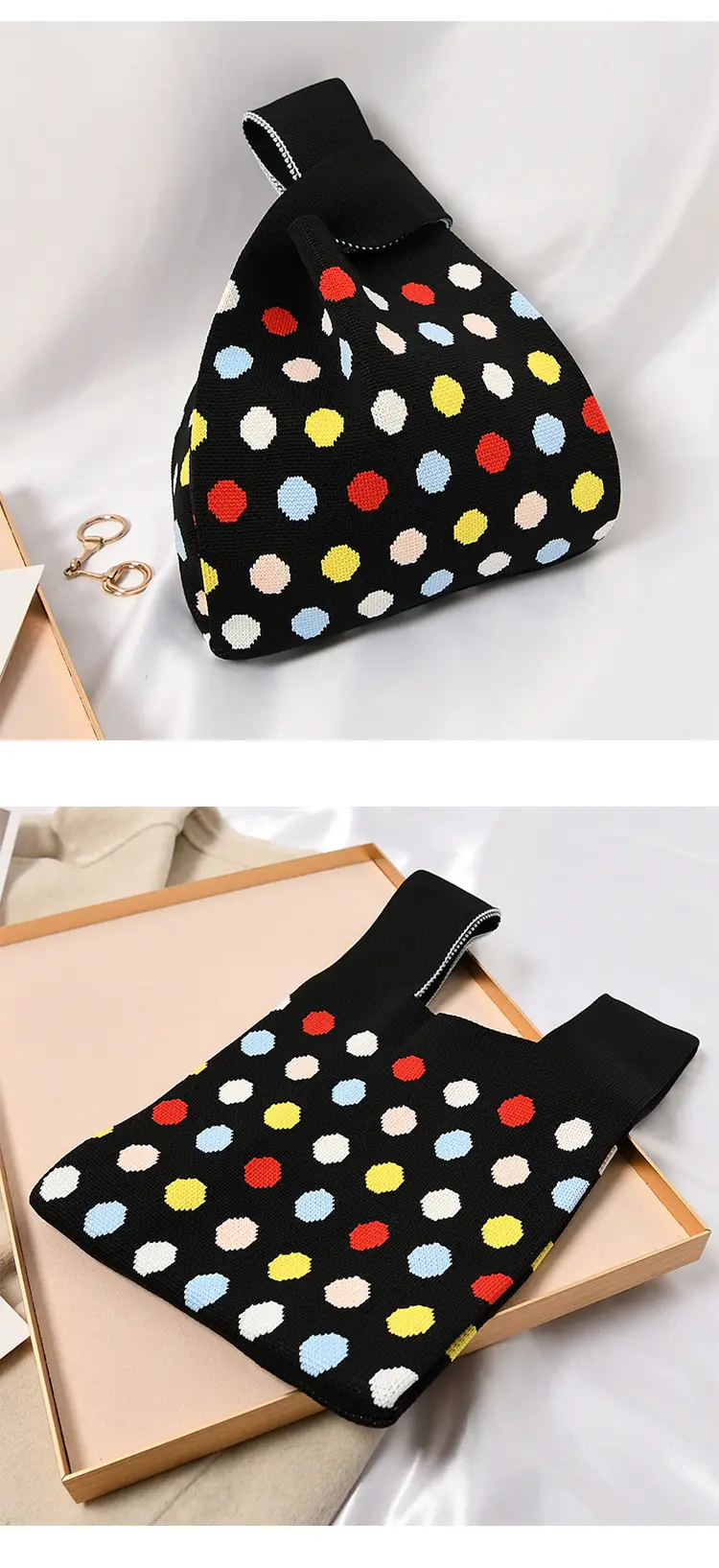 Women's Knitted Polka Dot Vest Bag Large Capacity — feature 14