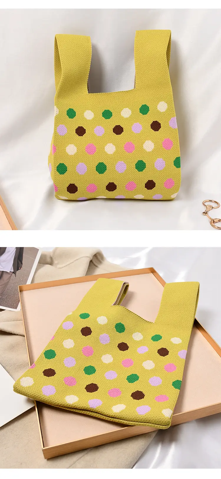 Women's Knitted Polka Dot Vest Bag Large Capacity — feature 15