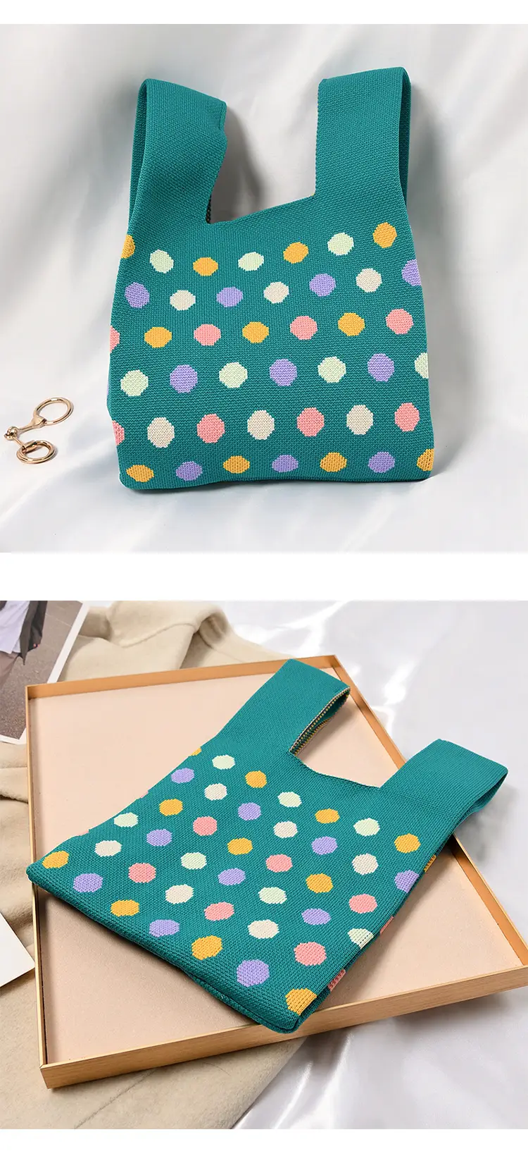 Women's Knitted Polka Dot Vest Bag Large Capacity — feature 17