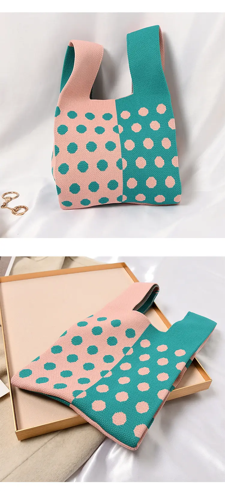 Women's Knitted Polka Dot Vest Bag Large Capacity — feature 22
