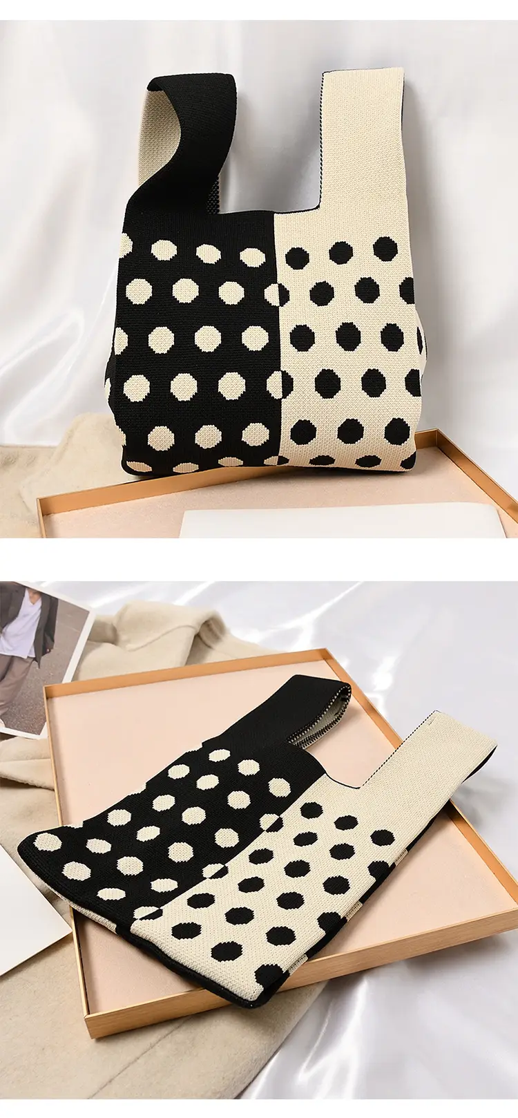 Women's Knitted Polka Dot Vest Bag Large Capacity — feature 24