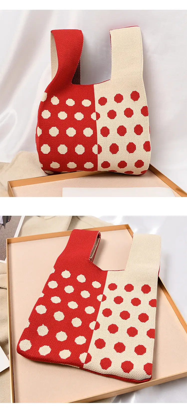 Women's Knitted Polka Dot Vest Bag Large Capacity — feature 25