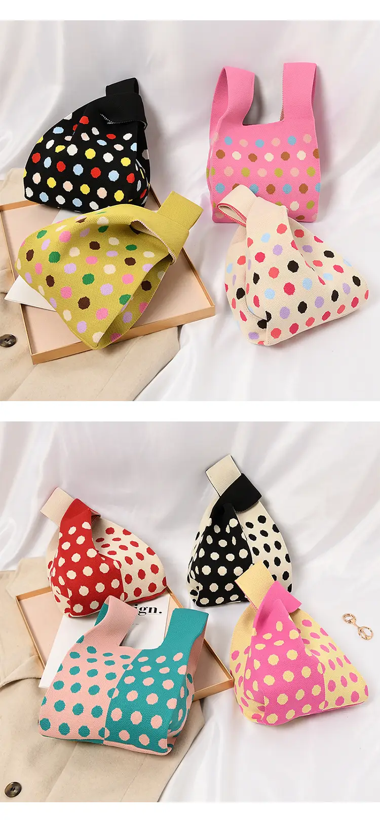 Women's Knitted Polka Dot Vest Bag Large Capacity — feature 3
