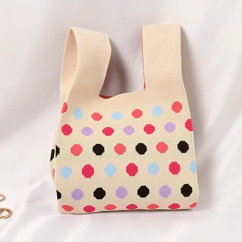 Women's Knitted Polka Dot Vest Bag Large Capacity - Image 11