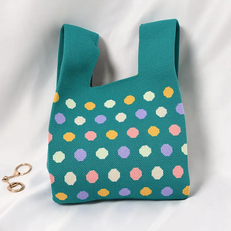 Women's Knitted Polka Dot Vest Bag Large Capacity - Image 12