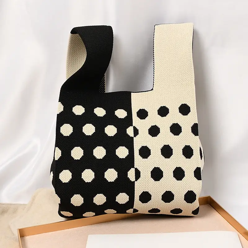 Women's Knitted Polka Dot Vest Bag Large Capacity - Image 19