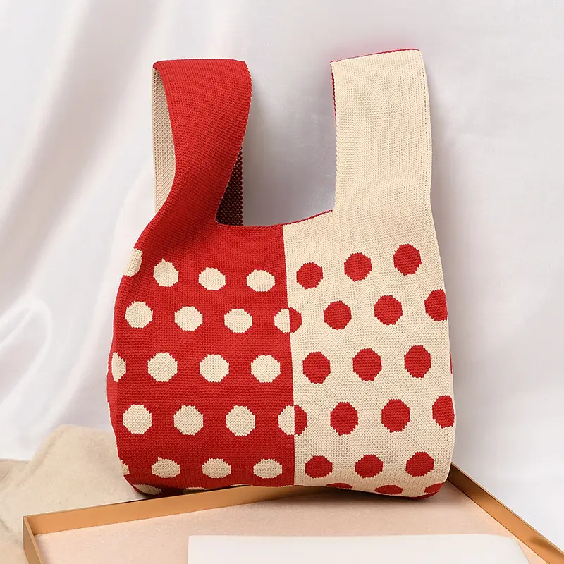 Women's Knitted Polka Dot Vest Bag Large Capacity - Image 20