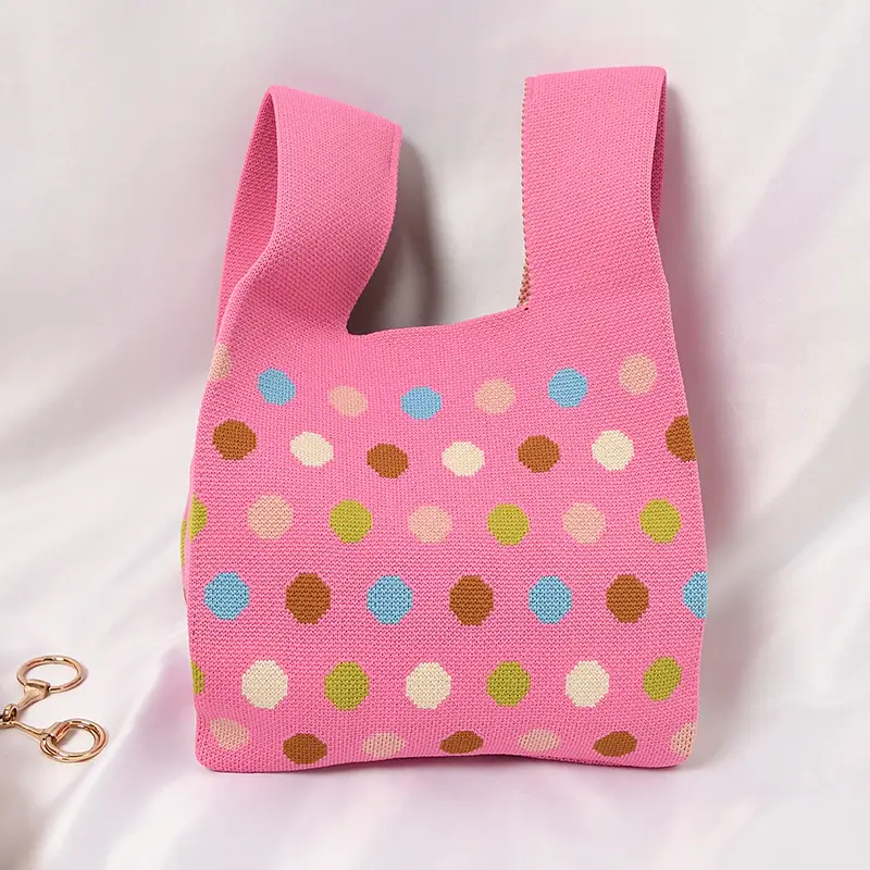 Women's Knitted Polka Dot Vest Bag Large Capacity - Image 8