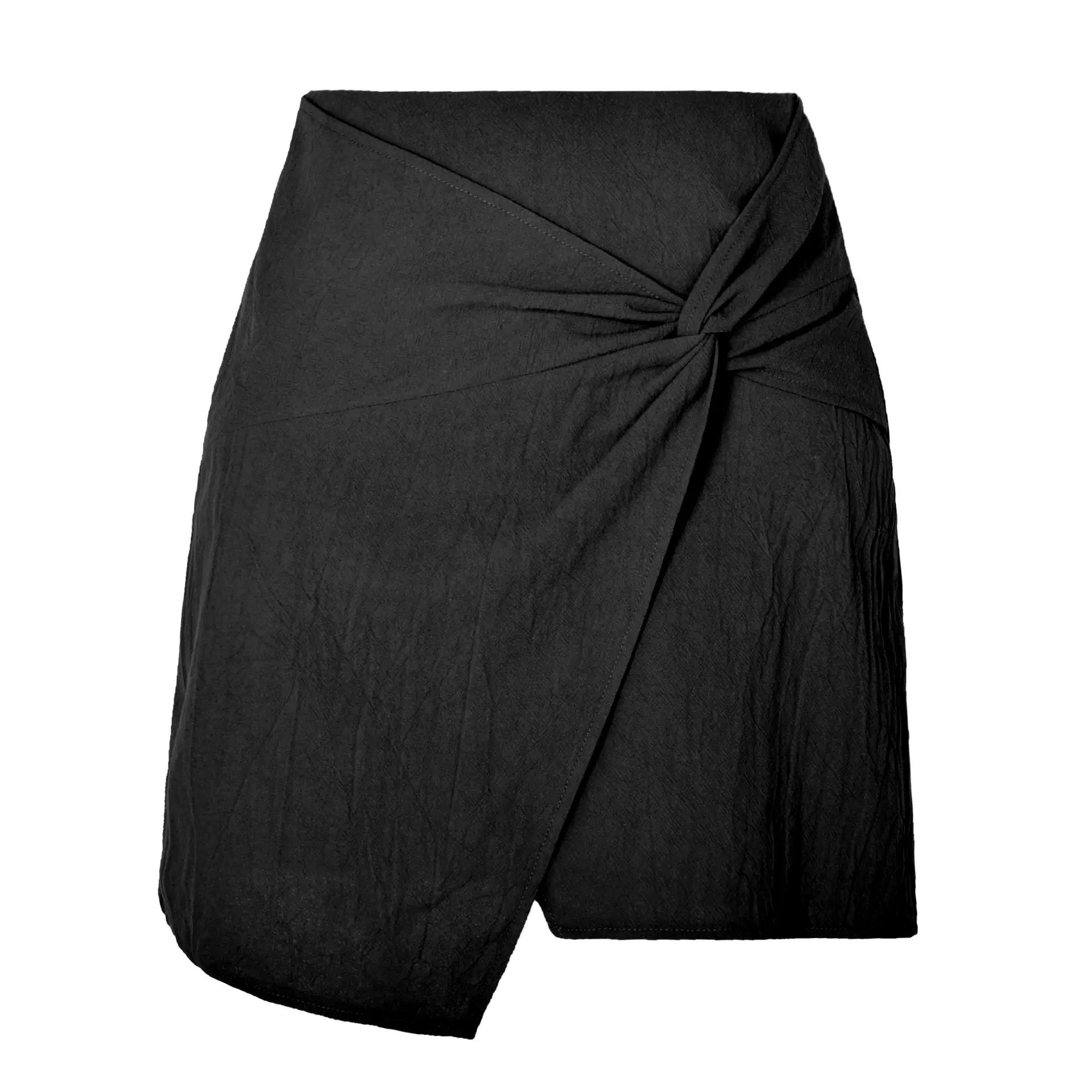 Women's Twisted High Waist Cotton Skirt Beige - Image 9