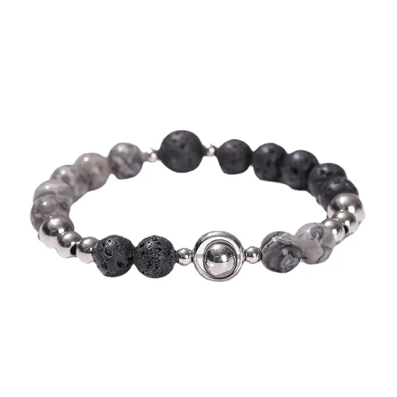 Map Stone Transfer Bead Bracelet for Men - Image 6