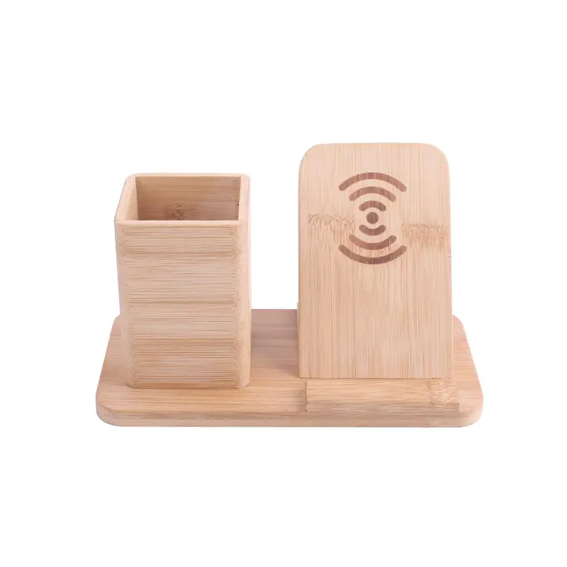 Wooden Wireless Phone Holder 10W Charging Desk Stand - Image 5