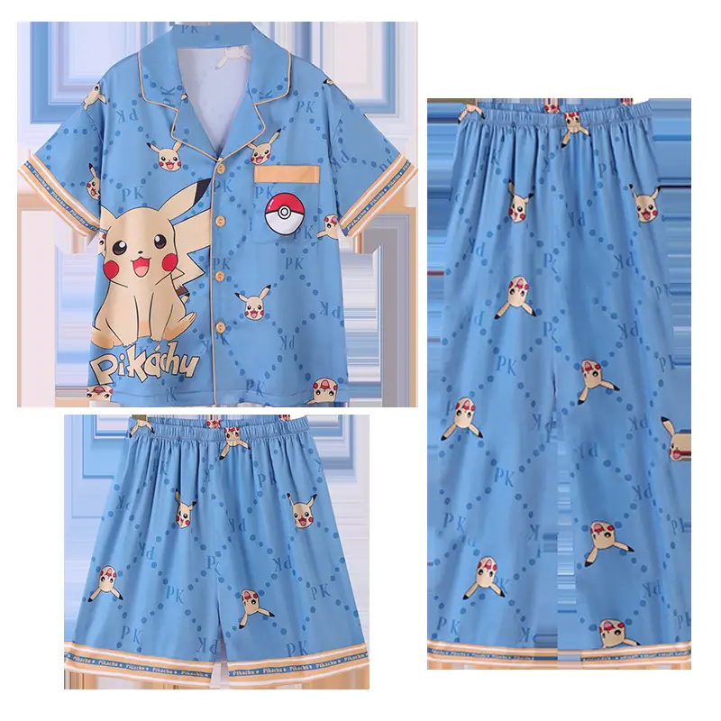 Boy's Summer Ice Silk Pajamas Set Large - Image 13