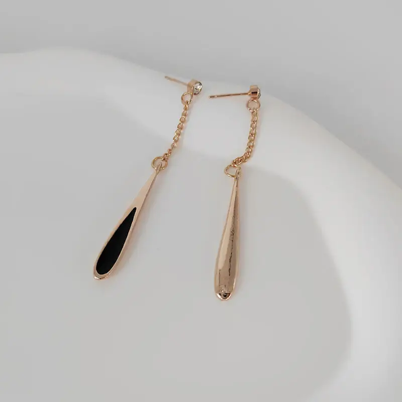 Korean Style Oil Drop Earrings with Diamond Studded Design - Image 3