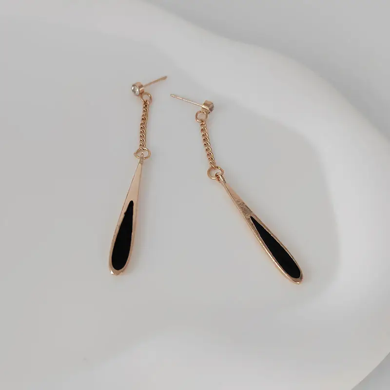 Korean Style Oil Drop Earrings with Diamond Studded Design - Image 4