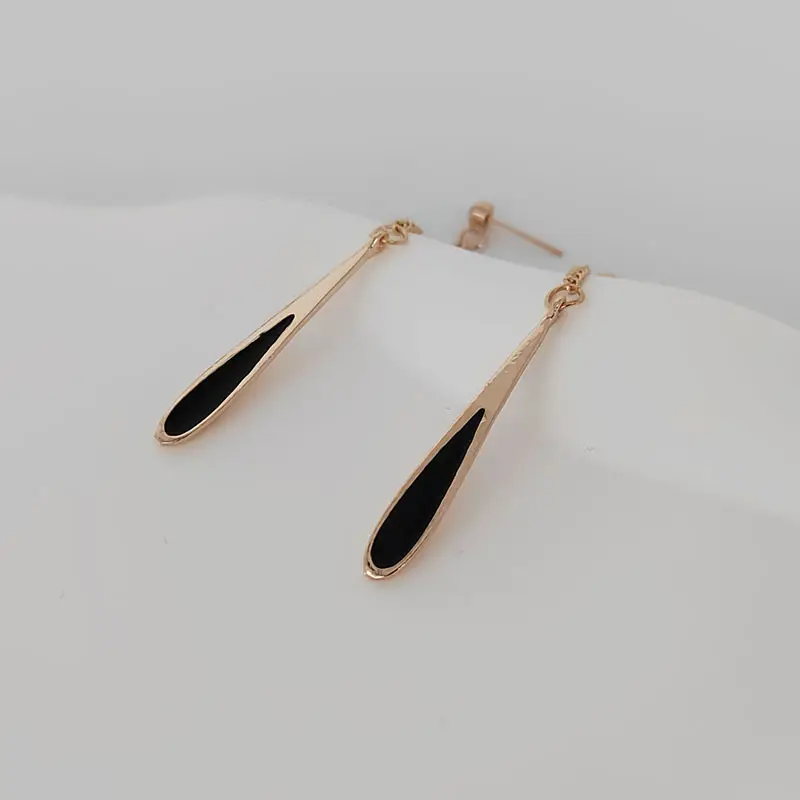 Korean Style Oil Drop Earrings with Diamond Studded Design - Image 5