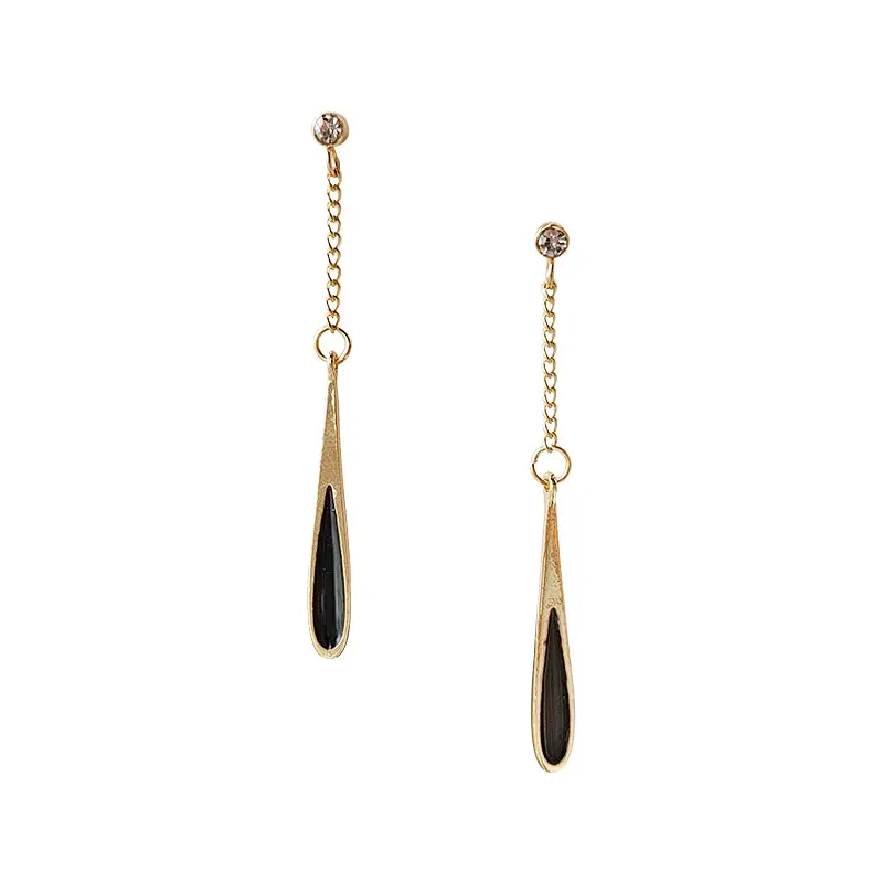 Korean Style Oil Drop Earrings with Diamond Studded Design - Image 6
