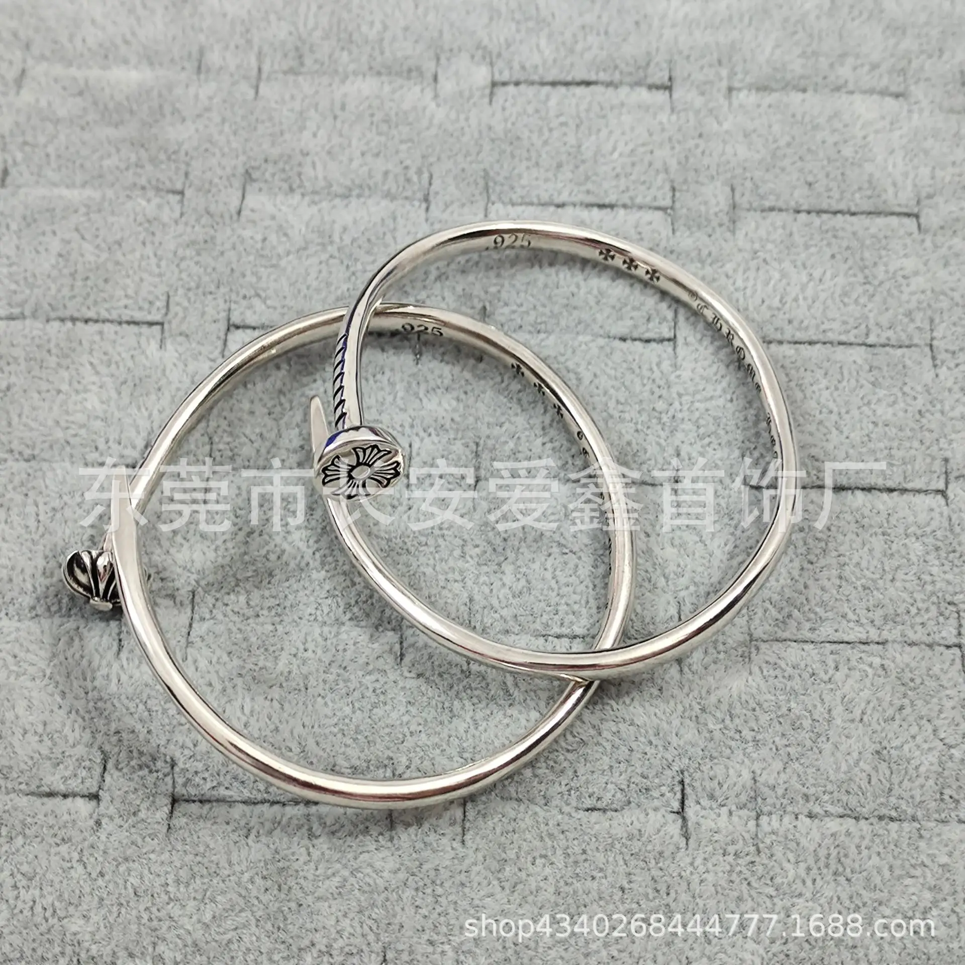 Silver Cross Nail Opening Bracelet for Men Women - Image 4