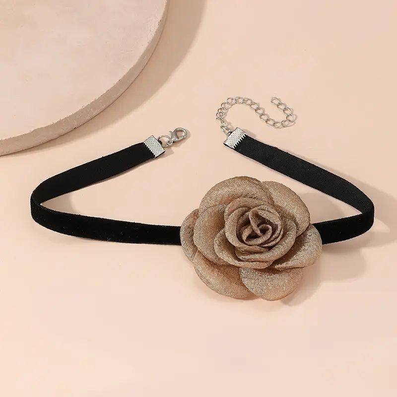 Rose Collar Necklace with Lace-Up Chain for Women - Image 5
