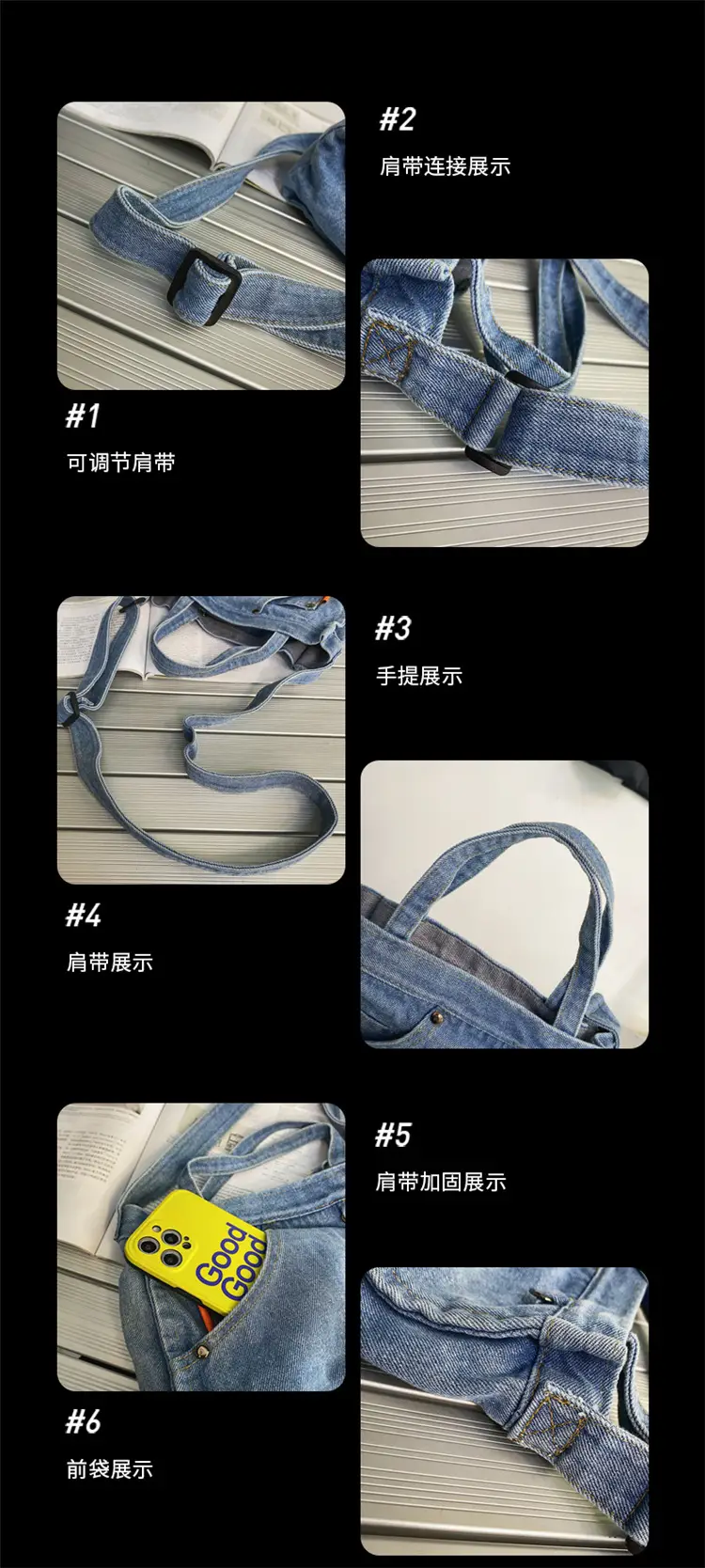 Denim Square Bag for Women 2023 Spring Mobile Phone Bag — feature 31
