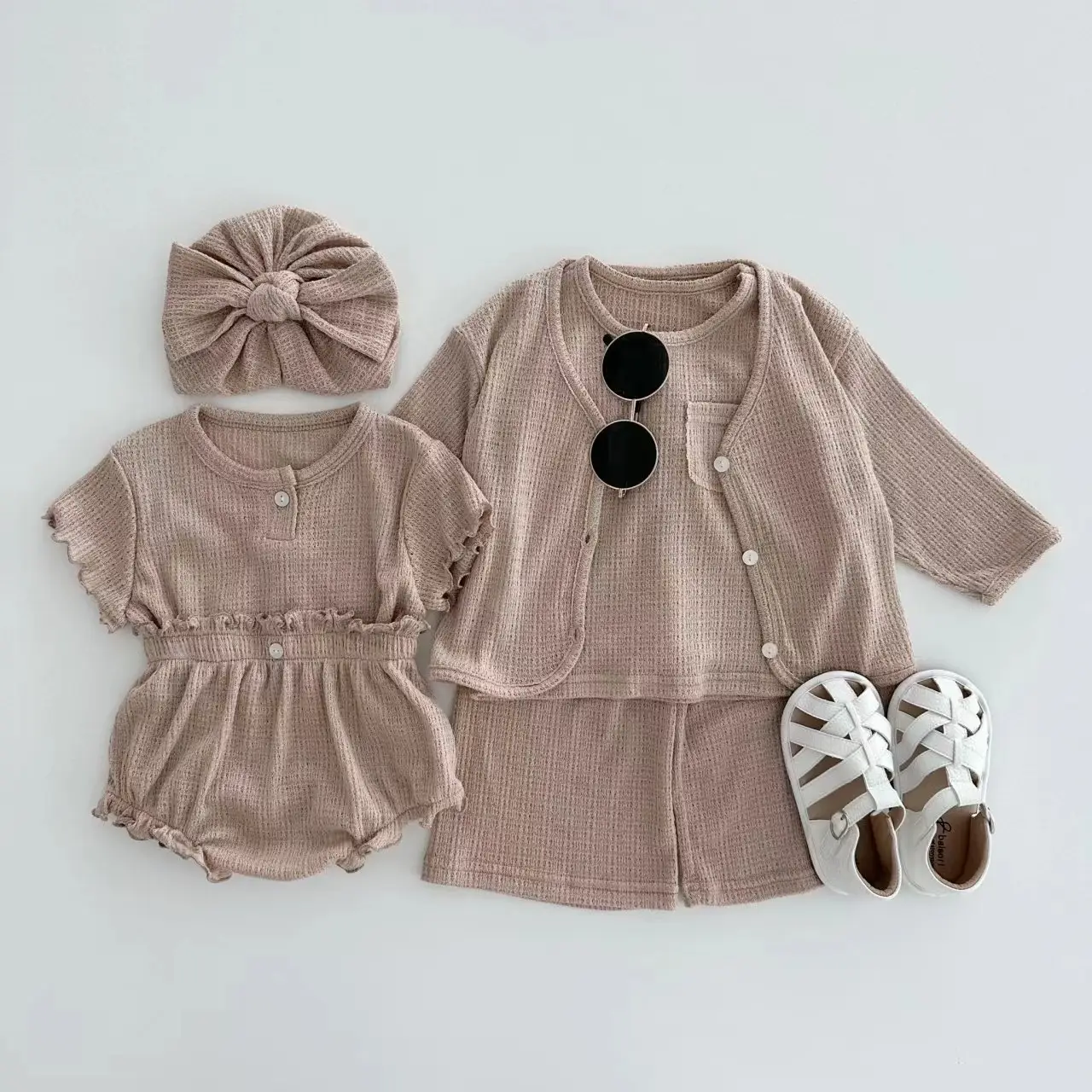 Korean Ins Lace Shorts & Jacket Set Solid Colors