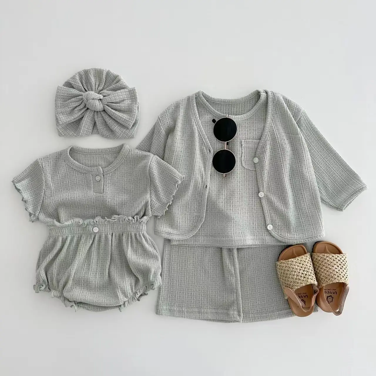 Korean Ins Lace Shorts & Jacket Set Solid Colors
