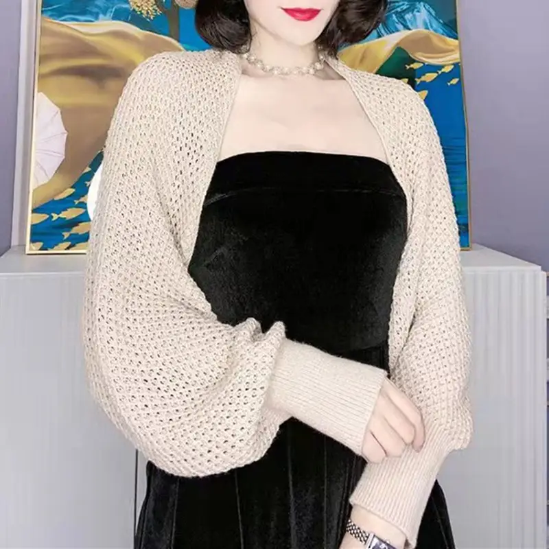 2025 Summer Long Sleeve Cut Out Knitted Shawl Jacket Women - Image 5