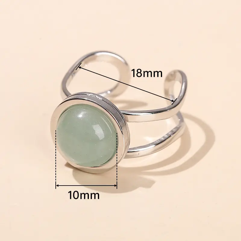 Natural Green Jade Stone Titanium Ring for Women - Image 12