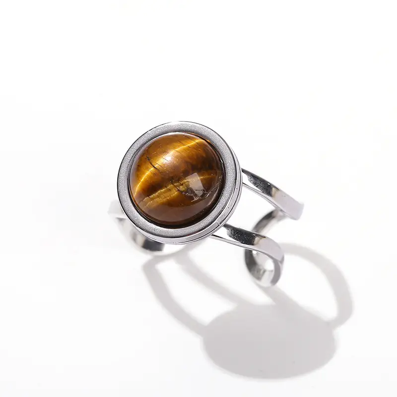 Natural Green Jade Stone Titanium Ring for Women - Image 14