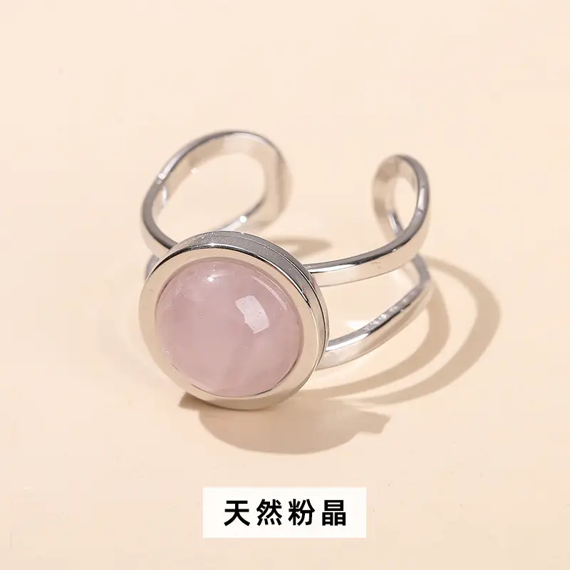 Natural Green Jade Stone Titanium Ring for Women - Image 2