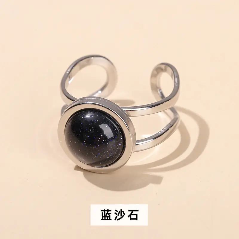 Natural Green Jade Stone Titanium Ring for Women - Image 7