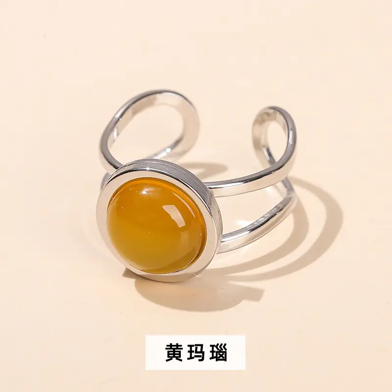 Natural Green Jade Stone Titanium Ring for Women - Image 8