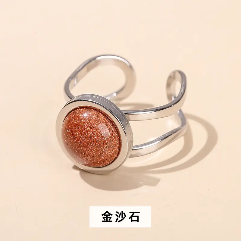 Natural Green Jade Stone Titanium Ring for Women - Image 9