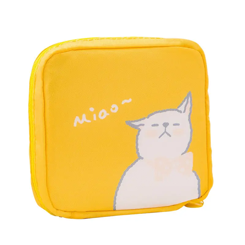 Yellow Cat Print Sanitary Napkin Storage Bag - Image 10
