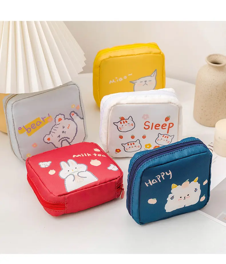 Yellow Cat Print Sanitary Napkin Storage Bag — feature 10