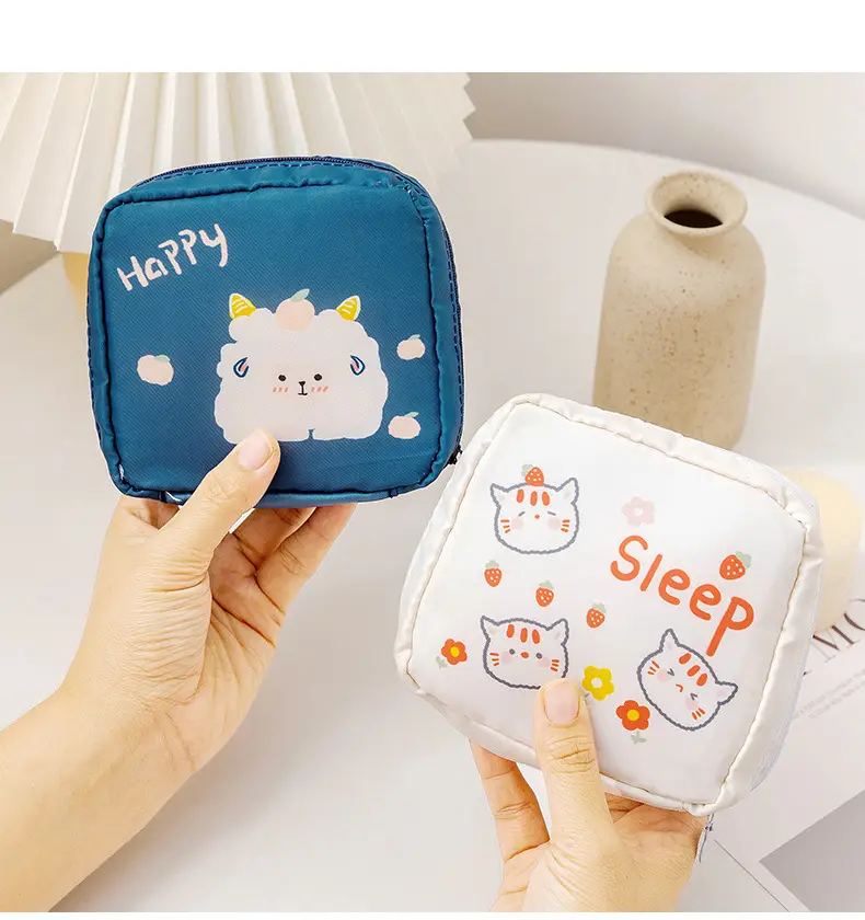 Yellow Cat Print Sanitary Napkin Storage Bag — feature 12