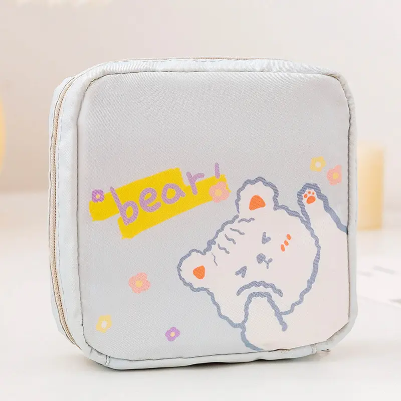 Yellow Cat Print Sanitary Napkin Storage Bag - Image 3