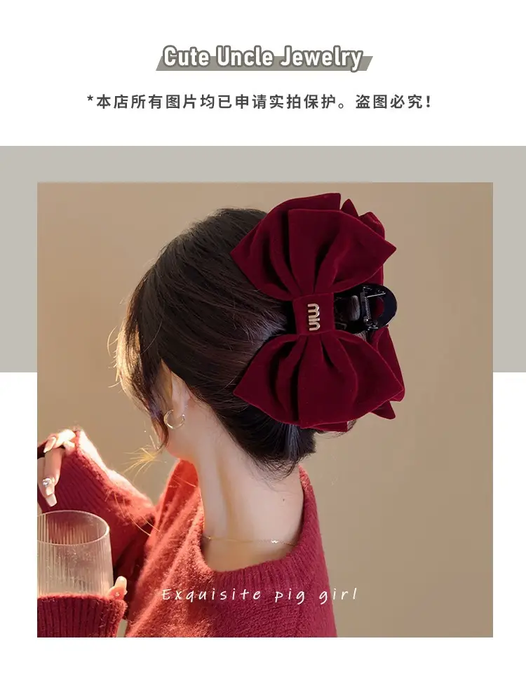 New Year Red Escape Princess Hairpin with Black Double-Sided Clip — feature 3