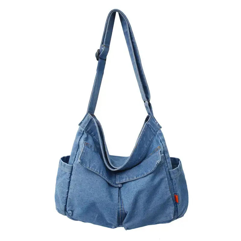 Denim Shoulder Bag Women Large Capacity Korean Style - Image 5