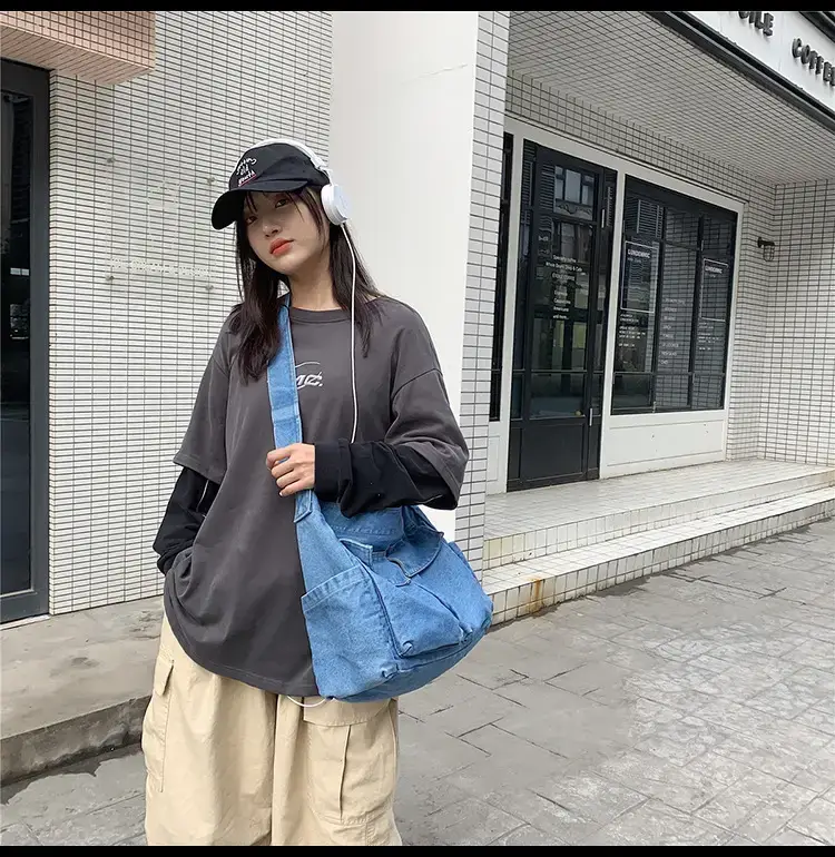 Denim Shoulder Bag Women Large Capacity Korean Style — feature 10