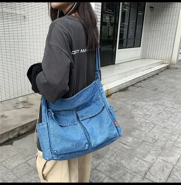 Denim Shoulder Bag Women Large Capacity Korean Style — feature 11
