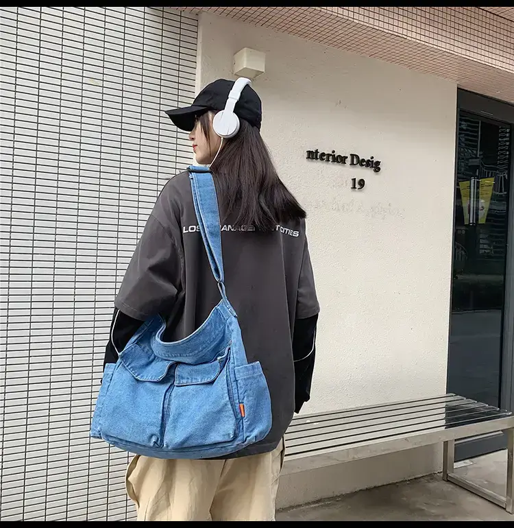 Denim Shoulder Bag Women Large Capacity Korean Style — feature 13