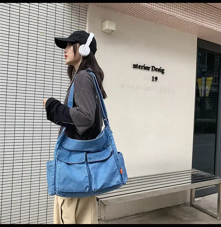 Denim Shoulder Bag Women Large Capacity Korean Style — feature 14