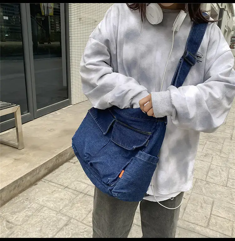 Denim Shoulder Bag Women Large Capacity Korean Style — feature 15