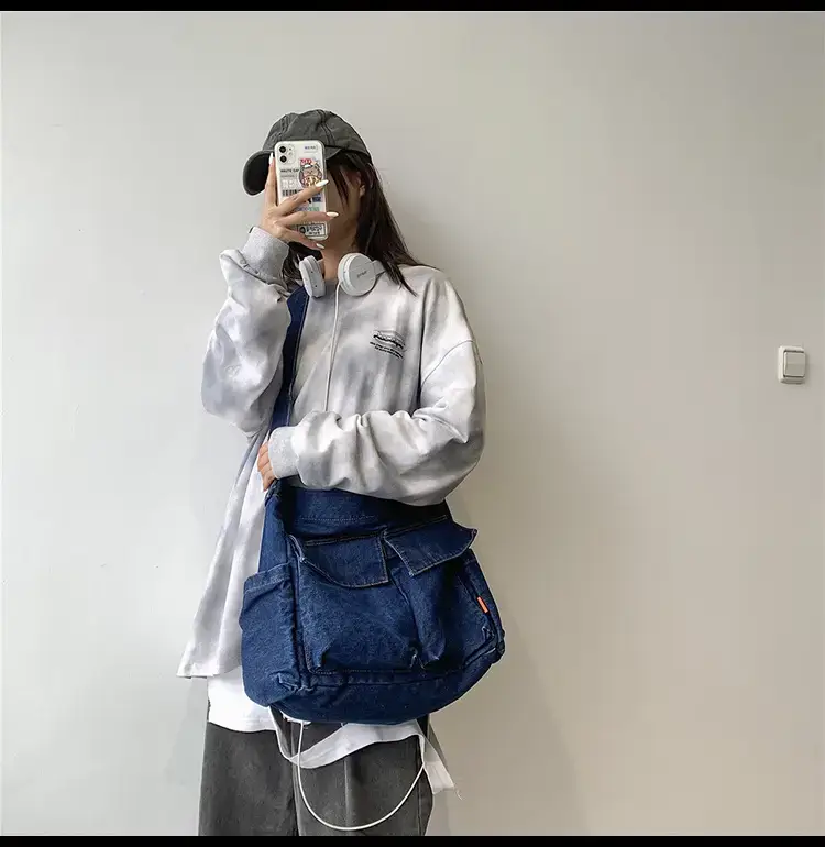 Denim Shoulder Bag Women Large Capacity Korean Style — feature 18