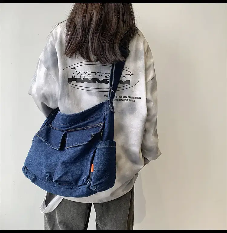 Denim Shoulder Bag Women Large Capacity Korean Style — feature 19