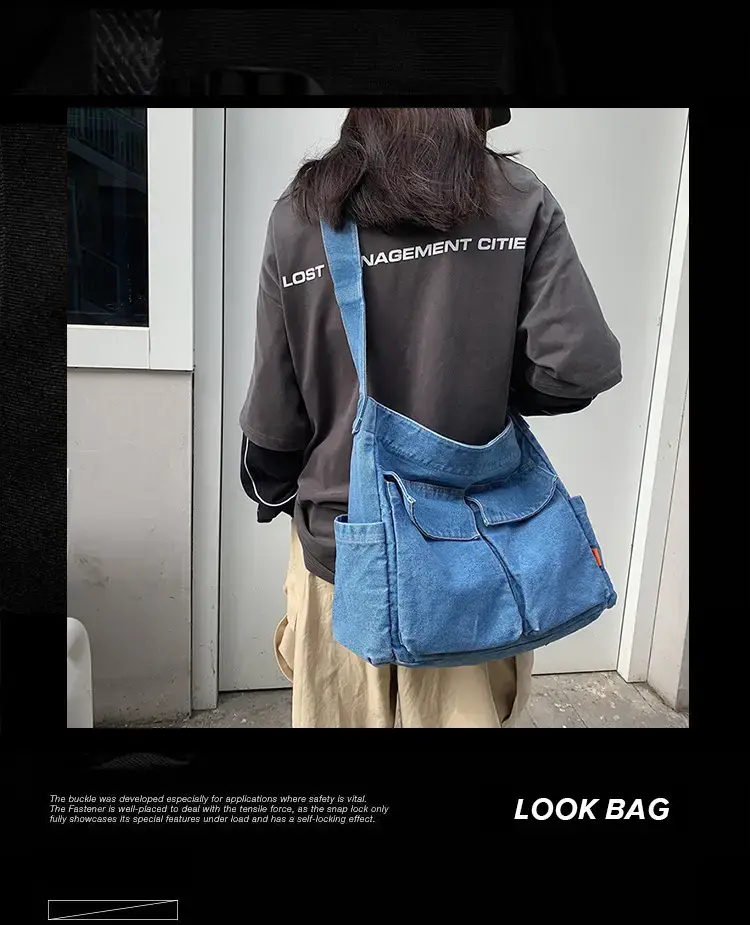 Denim Shoulder Bag Women Large Capacity Korean Style — feature 2