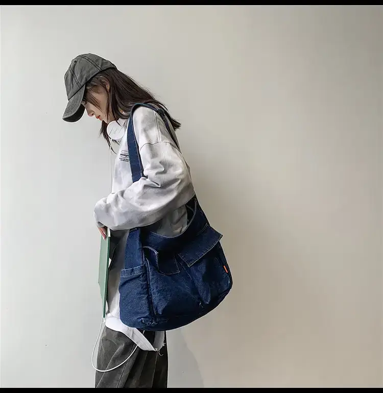 Denim Shoulder Bag Women Large Capacity Korean Style — feature 20